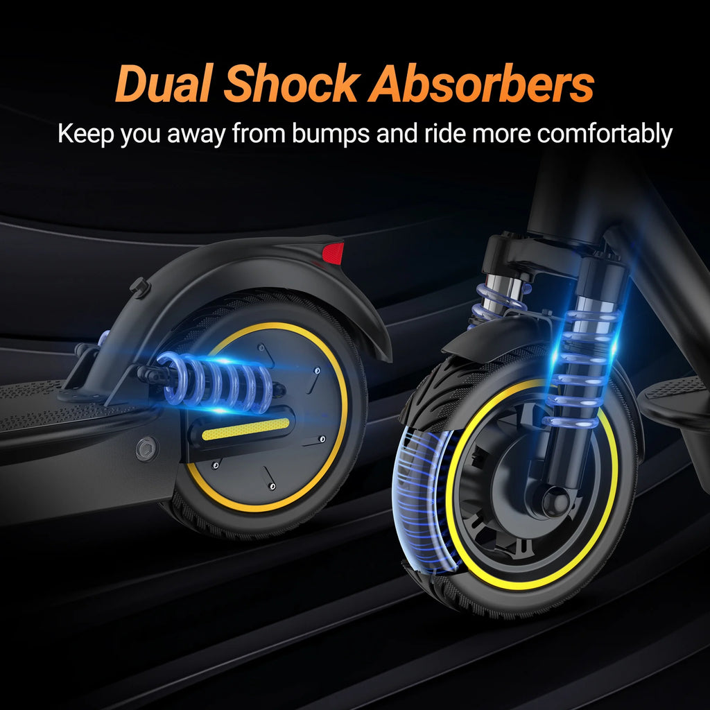 AOVOPRO ESMAX 500W 10' Foldable Electric Scooter for Adults with Air Tire and Dual Shock Absorption, Dual Braking