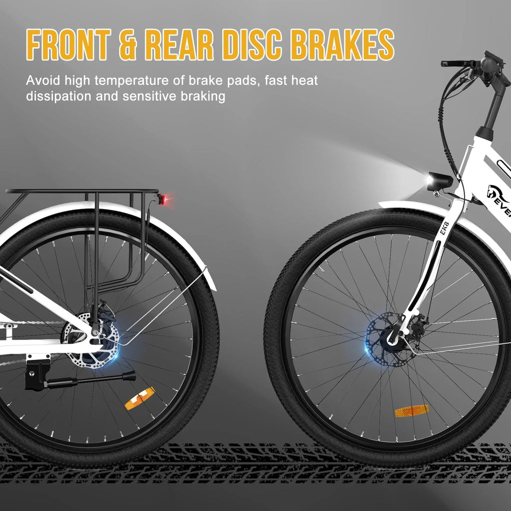 EVERCROSS Electric Bike, 26" Ebike, 500W Electric Bike for Adults, 36V Removable Battery, Max.speed 19.9MPH Electric Bicycle with LED Display, White