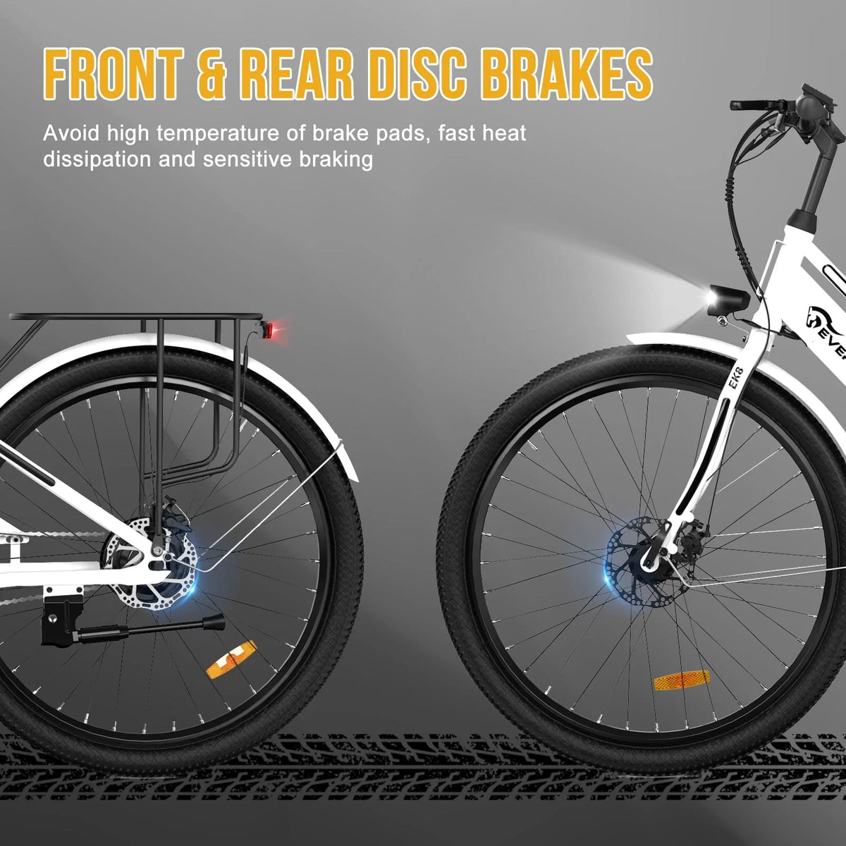 EVERCROSS Electric Bike, 26" Ebike, 500W Electric Bike for Adults, 36V Removable Battery, Max.speed 19.9MPH Electric Bicycle with LED Display, White