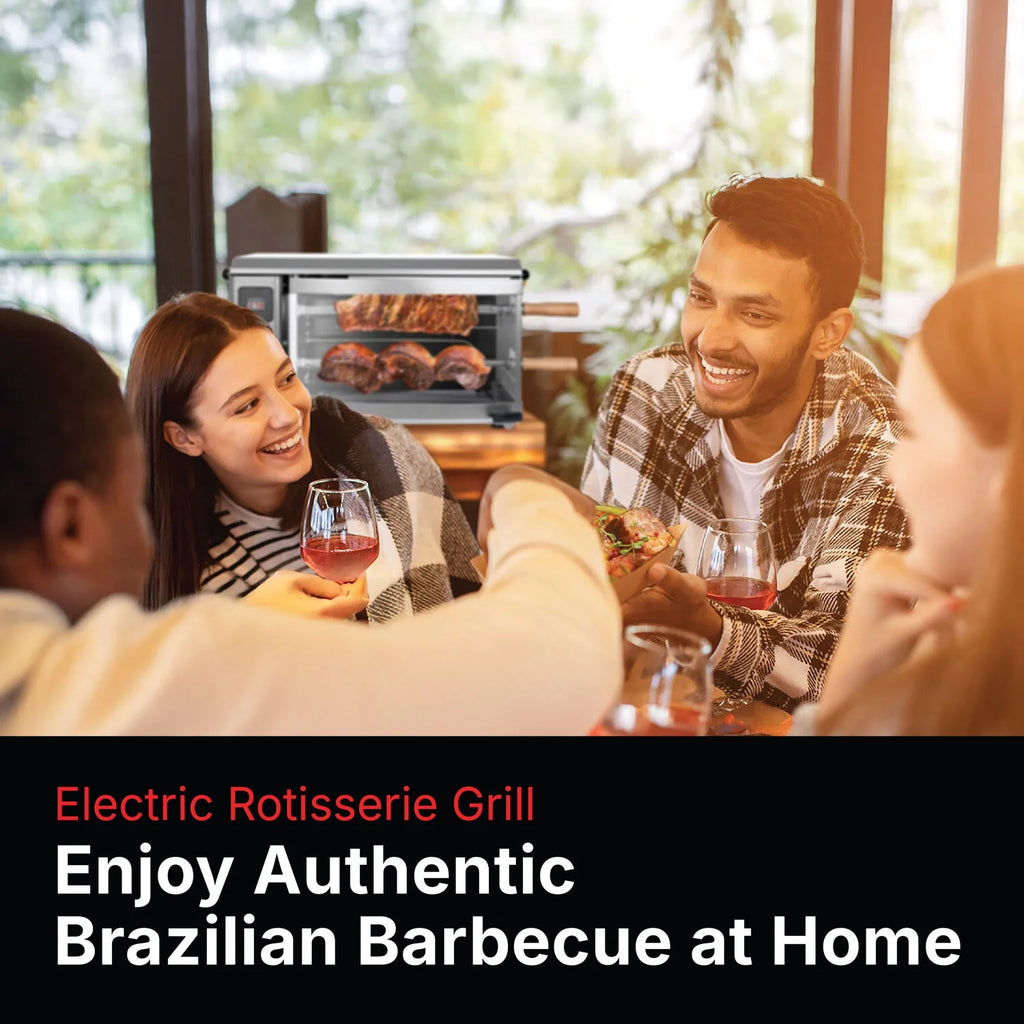 Brazilian Flame 2 - Skewer Brazilian Rotisserie Electric Grill in Red