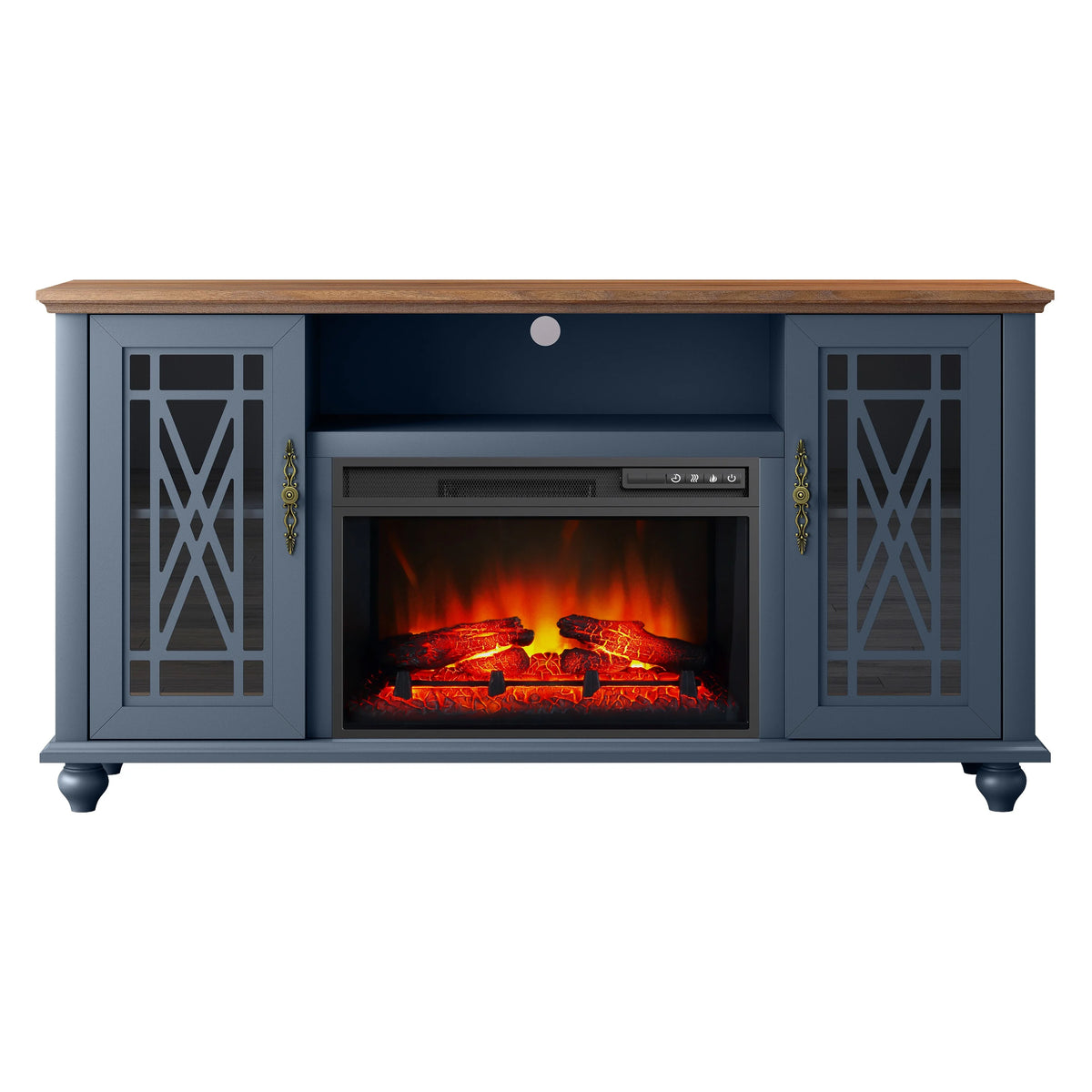 FESTIVO Elegant 61" TV Stand with Fireplace - Green