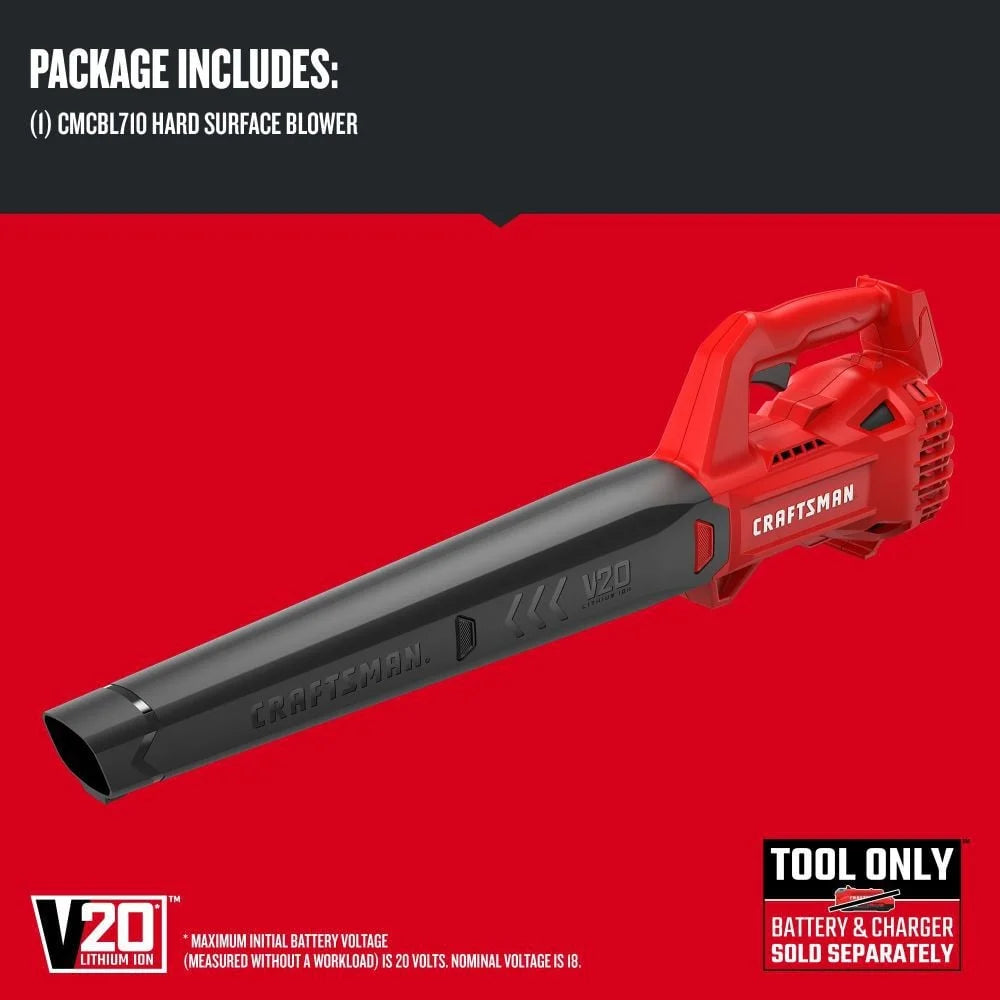 CRAFTSMAN V20 Cordless Leaf Blower, Hard Surface Blower, Bare Tool Special Purchase