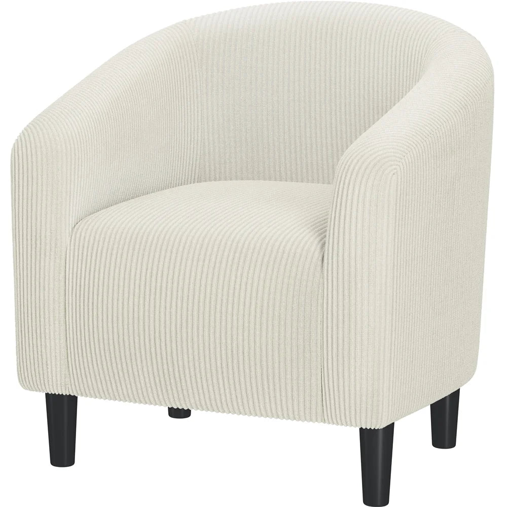 Yaheetech Upholstered Club Chair Accent Barrel Chair, Ivory