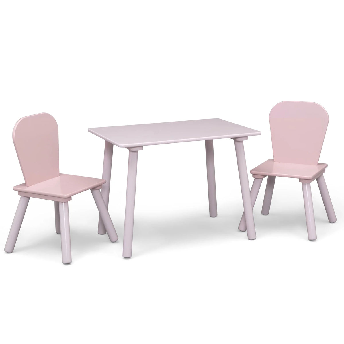 Delta Children 4 - Piece Toddler Playroom Set - Includes Play Table, 2 Chairs and 6 Bin Toy Organizer with Reusable Vinyl Cling Stickers, Light Pink/Dark Pink