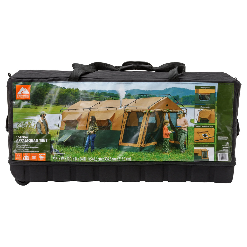 Ozark Trail 10 - Person Appalachian Tent, 4 Season with Stove Outlet