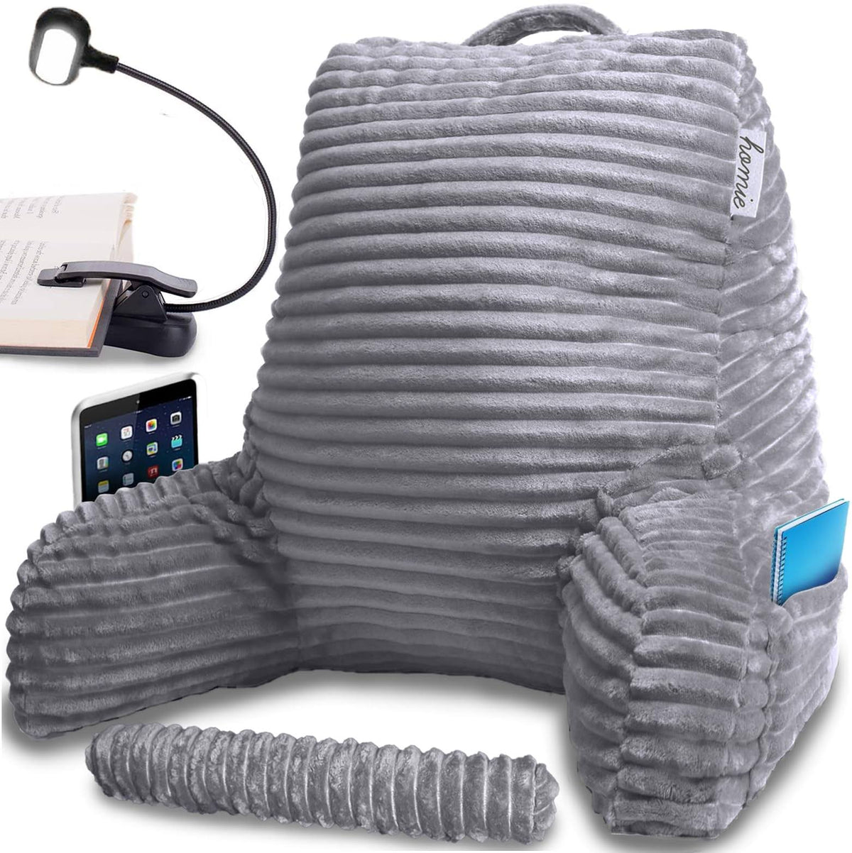 Homie Reading Pillow with Wrist Support, Has Arm Rests, and Back Support for Bed Rest, Lounging, Reading, Working on Laptop, Wat