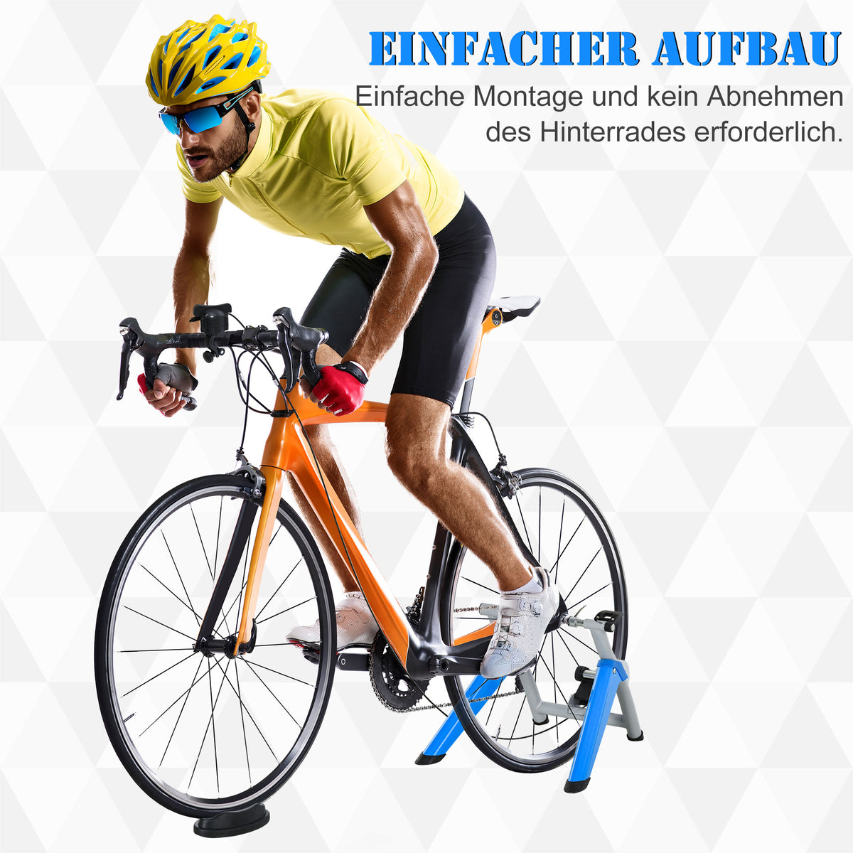 HOMCOM Rollentrainer, Radtrainer, 8 Widerstandsstufen, klappbar, für 26-29'', blau, 77 x 56 x 47,5 cm