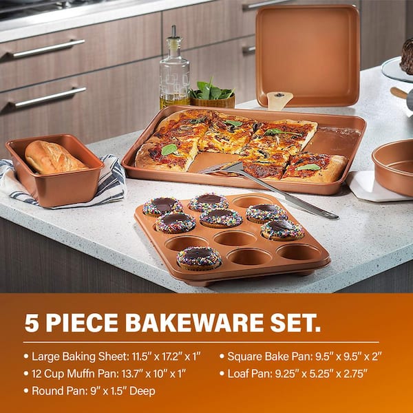 20-Piece Aluminum Ti-Ceramic Nonstick Cookware and Bakeware Set in Graphite