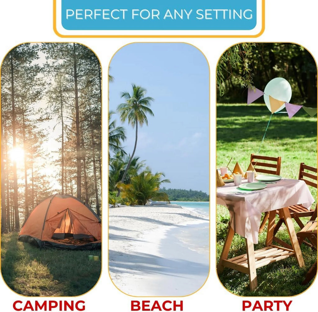 Ezone 6ft Indoor Outdoor Heavy Duty Portable Folding Plastic Dining Table W/Handle, Lock for Picnic, Party, Camping - White (6 Ft)