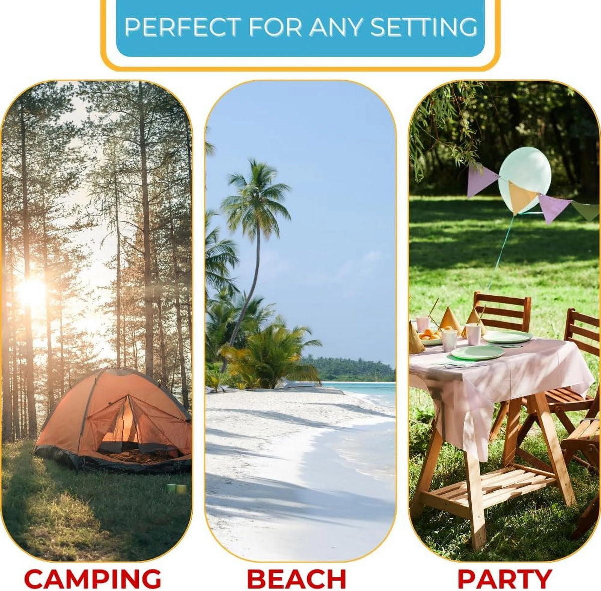 Ezone 6ft Indoor Outdoor Heavy Duty Portable Folding Plastic Dining Table W/Handle, Lock for Picnic, Party, Camping - White (6 Ft)