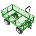 KFFKFF Mesh Steel Garden Cart 900 lb, 38 x 22 " Heavy Duty Utility Wagon Cart, Metal Garden Trolley with 10" Wheels, Removable Mesh Sides, 180swiveling Handle (Green)