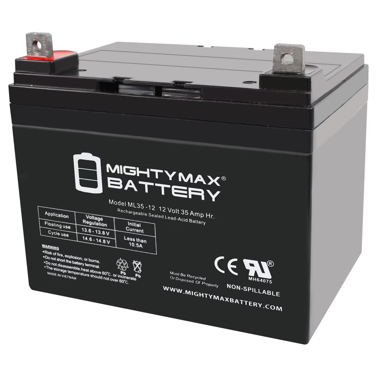 12V 35ah Pride Mobility BATLIQ1017 AGM U1 Replacement Battery
