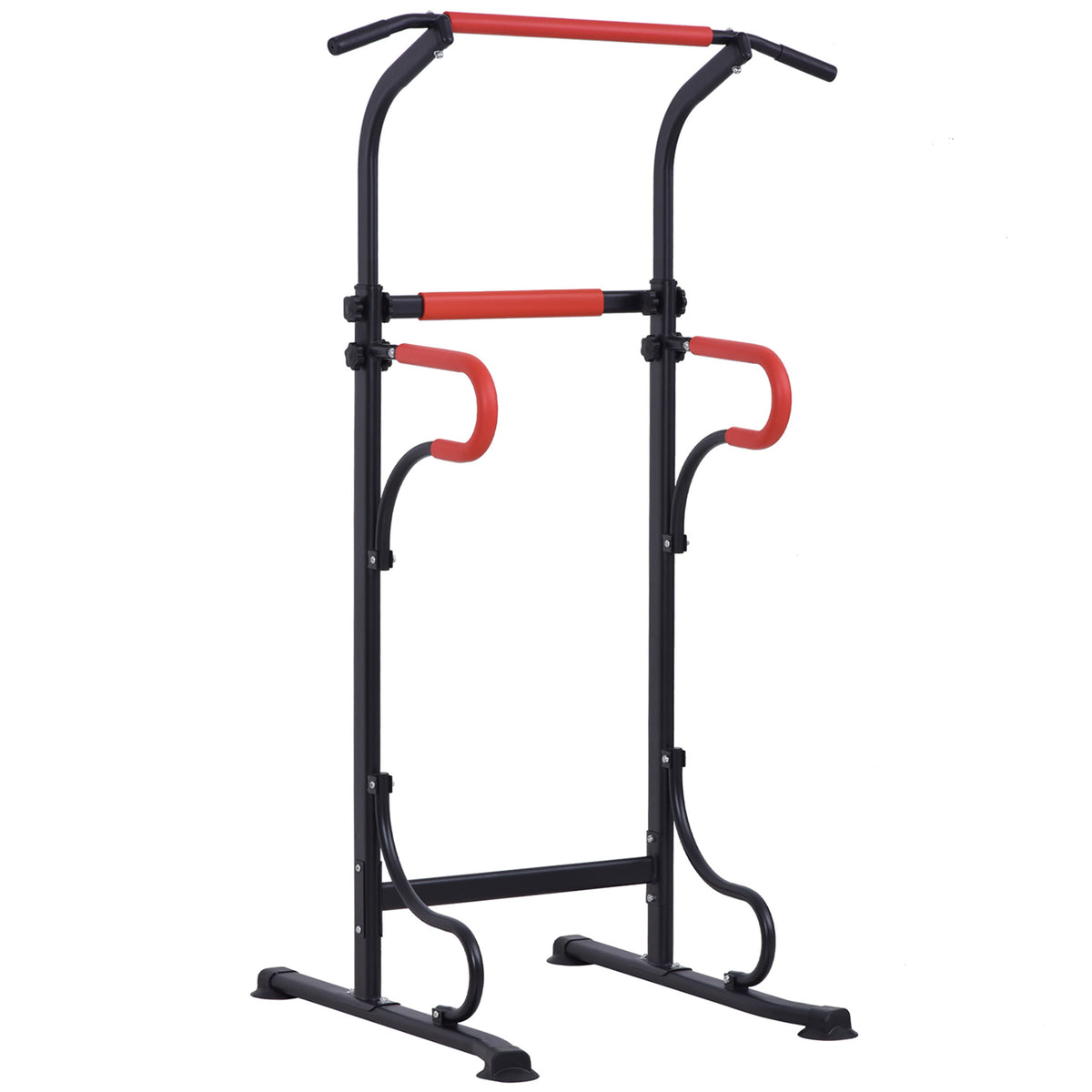 HOMCOM Fitnessstation mit Multifunktionen Klimmzugstange Römischer Stuhl verstellbare Höhe Stahl Schwarz Rot