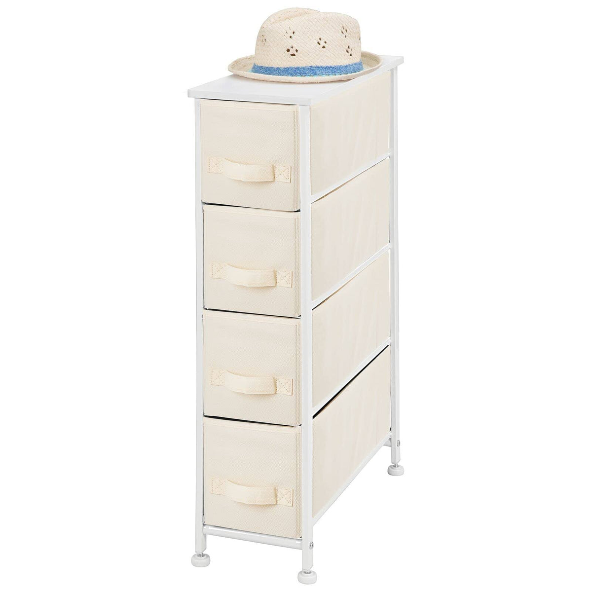 mDesign Narrow Dresser Storage Organizer Tower, 4 Drawers, Beige Over
