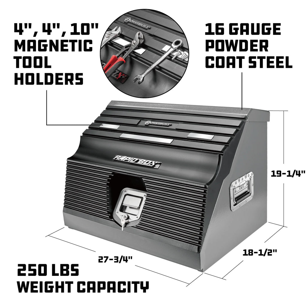 Powerbuilt 26 in Rapid Box Portable Slant Front Tool Box - Gray - 240111