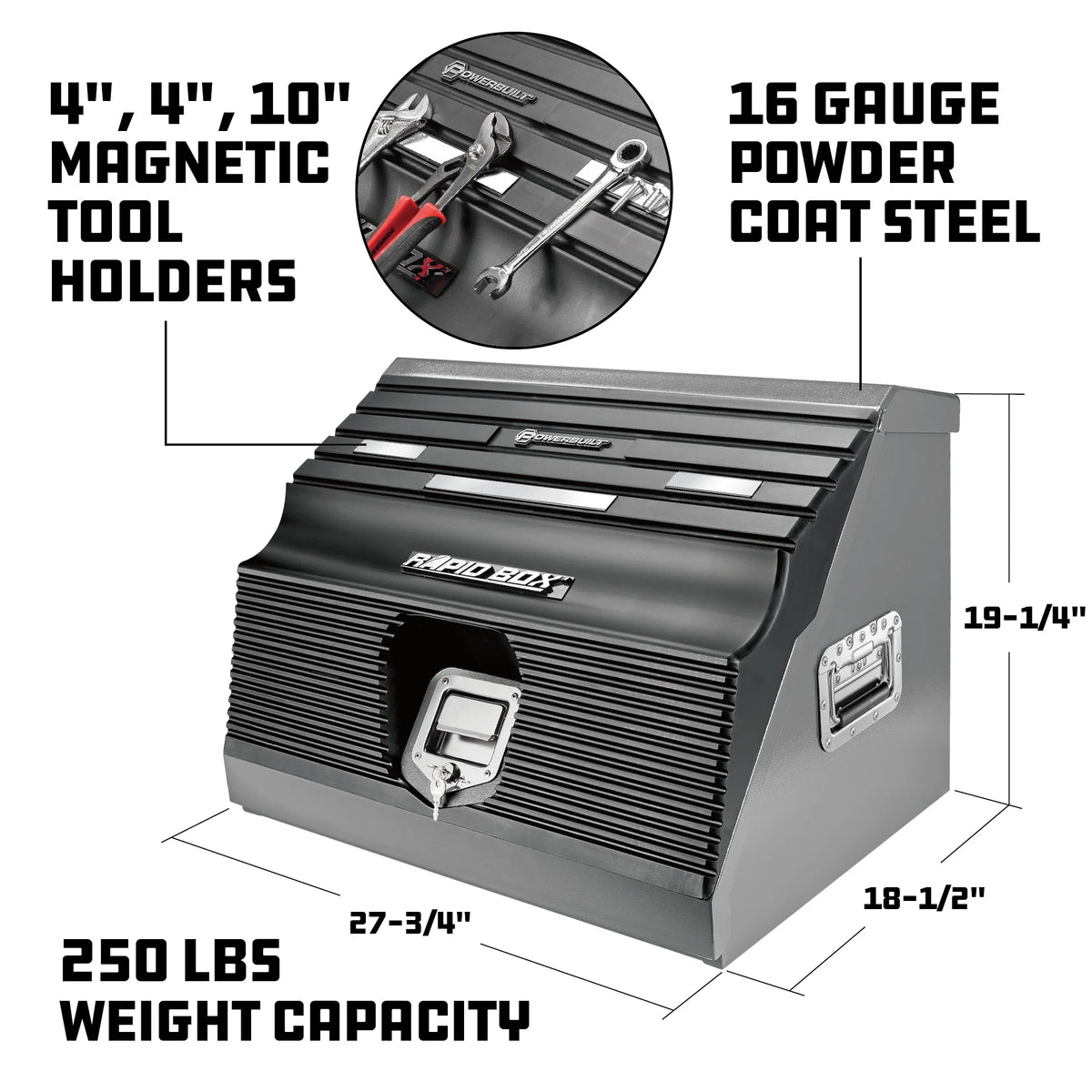 Powerbuilt 26 in Rapid Box Portable Slant Front Tool Box - Gray - 240111