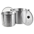 IMUSA 32-Quart Steamer with 21-Quart Basket with Glass Lid and Cool-Touch Handles