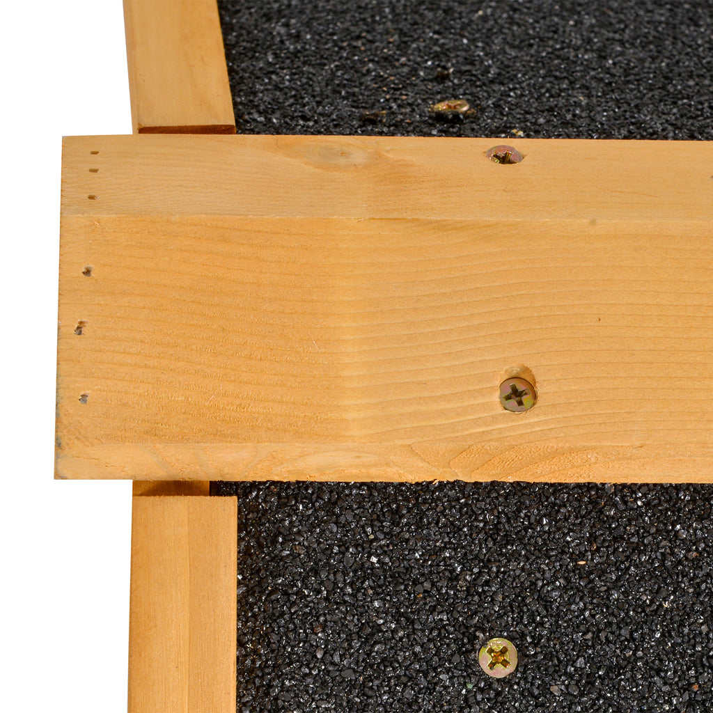 PawHut Kleintierstall mit Freigehege u. Rampe 122 cm x 63 cm x 92 cm Tannenholz Metall Hellgelb+Dunkelgrau