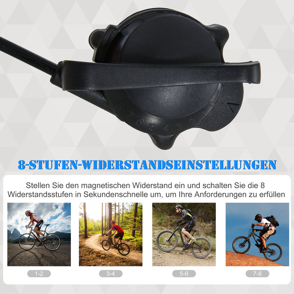 HOMCOM Rollentrainer, Radtrainer, 8 Widerstandsstufen, klappbar, für 26-29'', blau, 77 x 56 x 47,5 cm