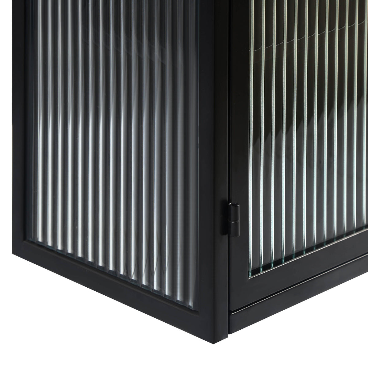 Badezimmerschrank hängend, Moderner Wandschrank 70x23x60 cm mit Glasfront und dreistufigen Regalen, Schwarz