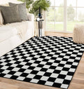 Luxe Weavers Checkered Black and White Geometric 2x3 Area Rug