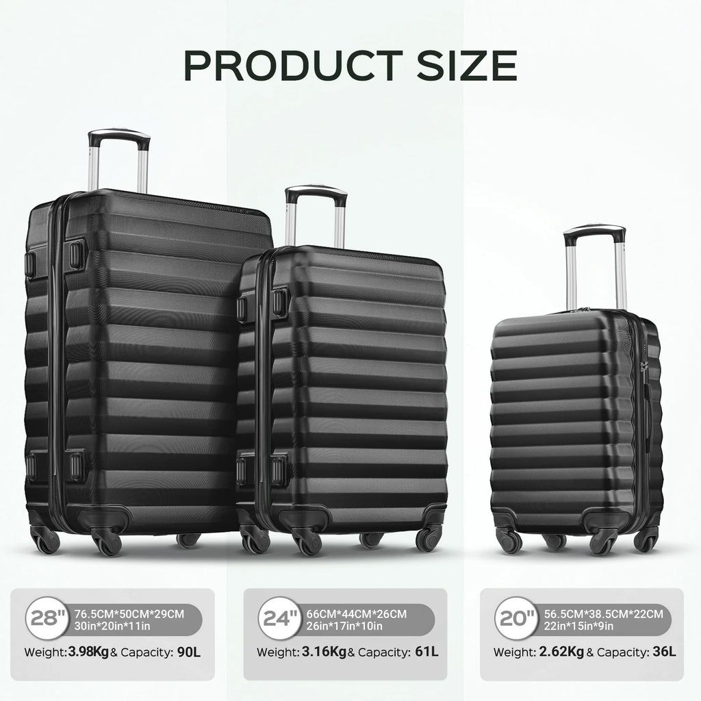 9 Piece Luggage Sets, Hard 20 24 28 in Luggage with 6 Pieces Organize Bags Travel Suitcases Sets with Wheels, Rosé