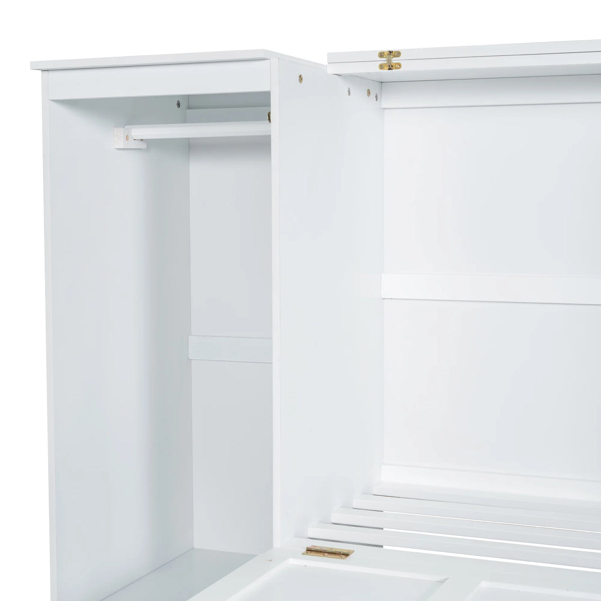 Euroco Wood Twin Size Murphy Bed with Wardrobe and Shelves for Kids Teens Living Room