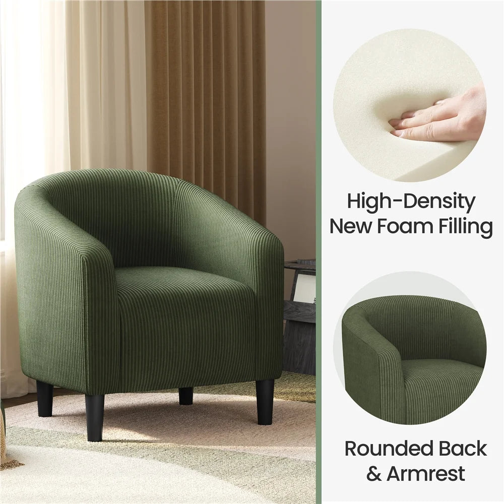 Yaheetech Upholstered Club Chair Accent Barrel Chair, Ivory