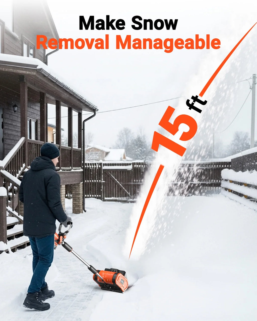 VOLTASK Cordless Snow Shovel - 24V | 11 - Inch | 4 - Ah Cordless Snow Blower, Battery Snow Blower with Adjustable Front Handle (4 - Ah Battery & Quick Charger Included)