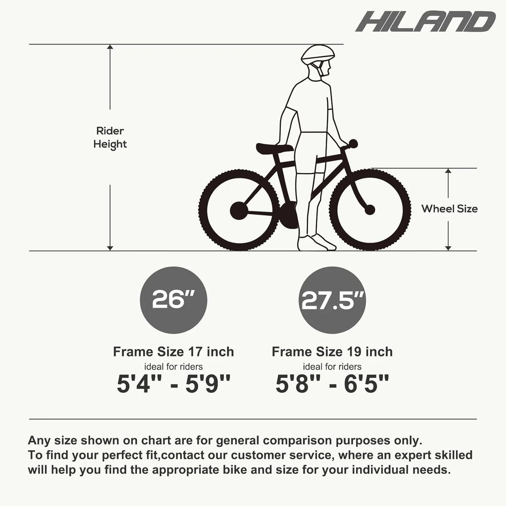 Hiland 26 27.5 29 in Mountain Bike, Mens Womens MTB with 21 Speeds, High - Tensile Steel Frame, V Brake, Hardtail Bicycle for Adults
