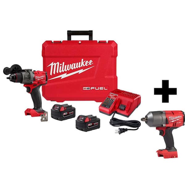 M18 FUEL 18-Volt Lithium-Ion Brushless Cordless 1/2 in. Hammer Drill Driver Kit with M18 FUEL High-Torque Impact