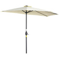 Outsunny Sonnenschirm, Terrassenschirm, halbrund, mit Solarpaneel, 20 LEDs, Handkurbel, beige, 2,70 x 1,35 x 2,40 m