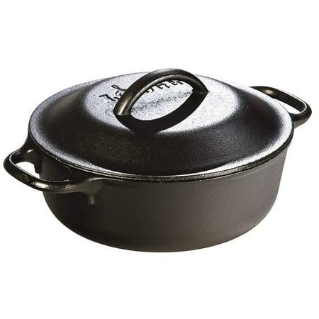 Lodge 2 Quart Cast Iron Dutch Oven. Pre-Seasoned Pot with Lid for Cooking, Basting, or Baking, Size: 2 qt