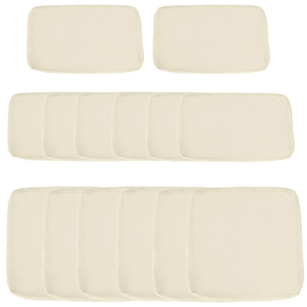 Outsunny Set mit 14 Ersatzbezügen für Gartenmöbelkissen - 6 Sitzkissenbezüge, 8 Rückenkissenbezüge - Reißverschluss Polyester wasserabweisend Beige