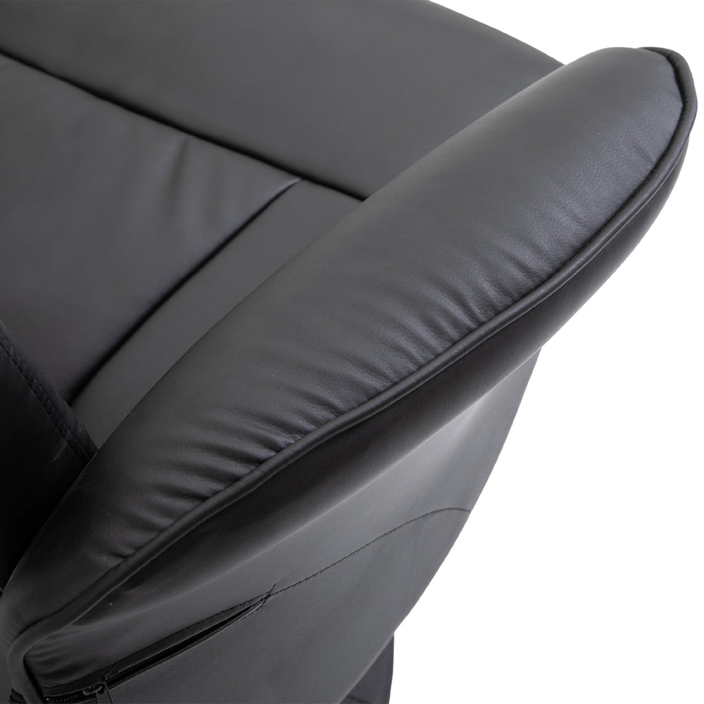 HOMCOM Relaxsessel mit Fußhocker Relaxsessel Schwenkersessel 360° drehbar und verstellbarem Rückenlehne TV-Sessel für bis zu 120 kg Kunstleder Metall Schwarz