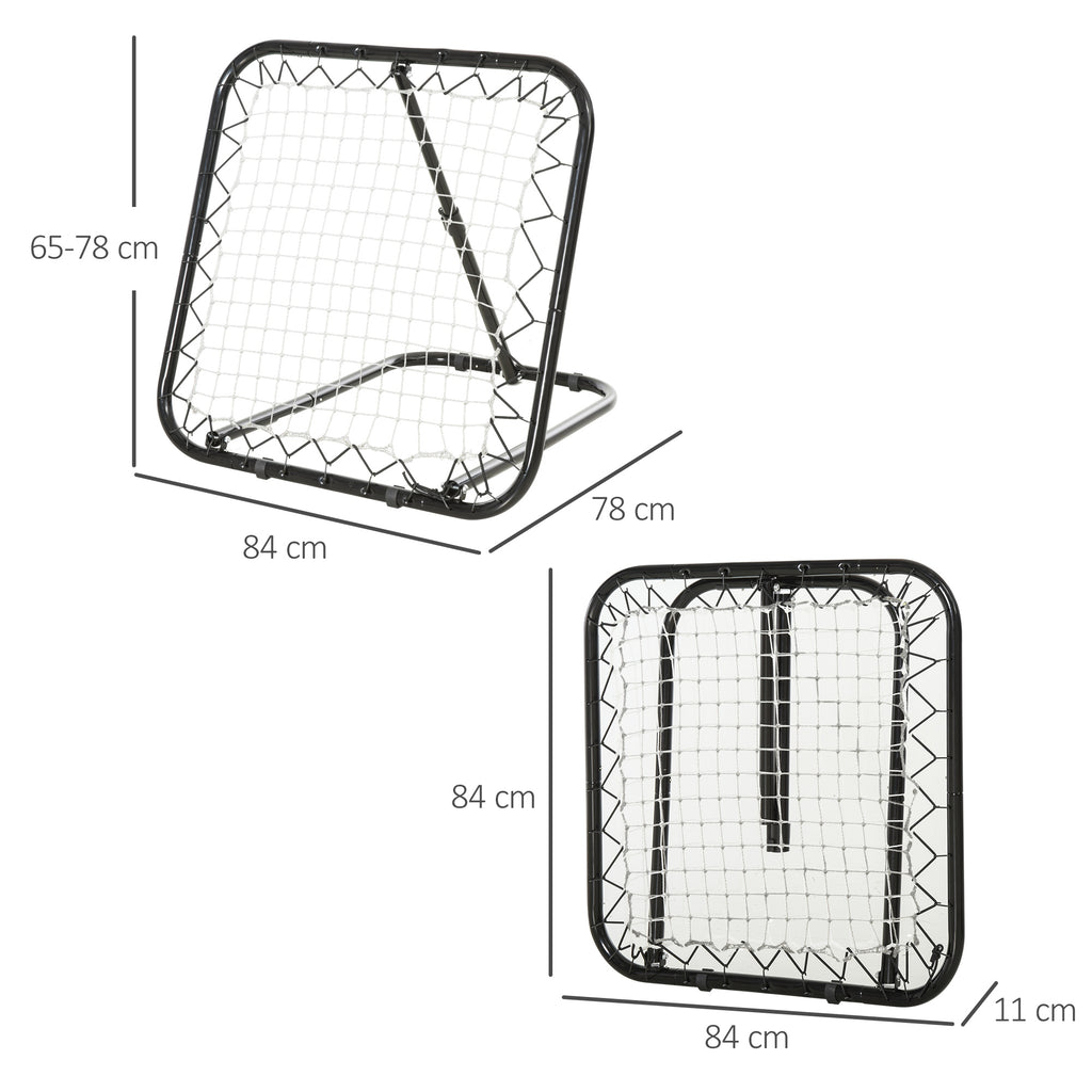 HOMCOM Rebounder für Fußball, Prellwand mit Heringen, verstellbar in 5 Stufen, tragbar, Kickback Tor, verstellbar Fußballtor für Jugendliche, Rückprallwand für Baseball Training 78x84x78cm, Weiß