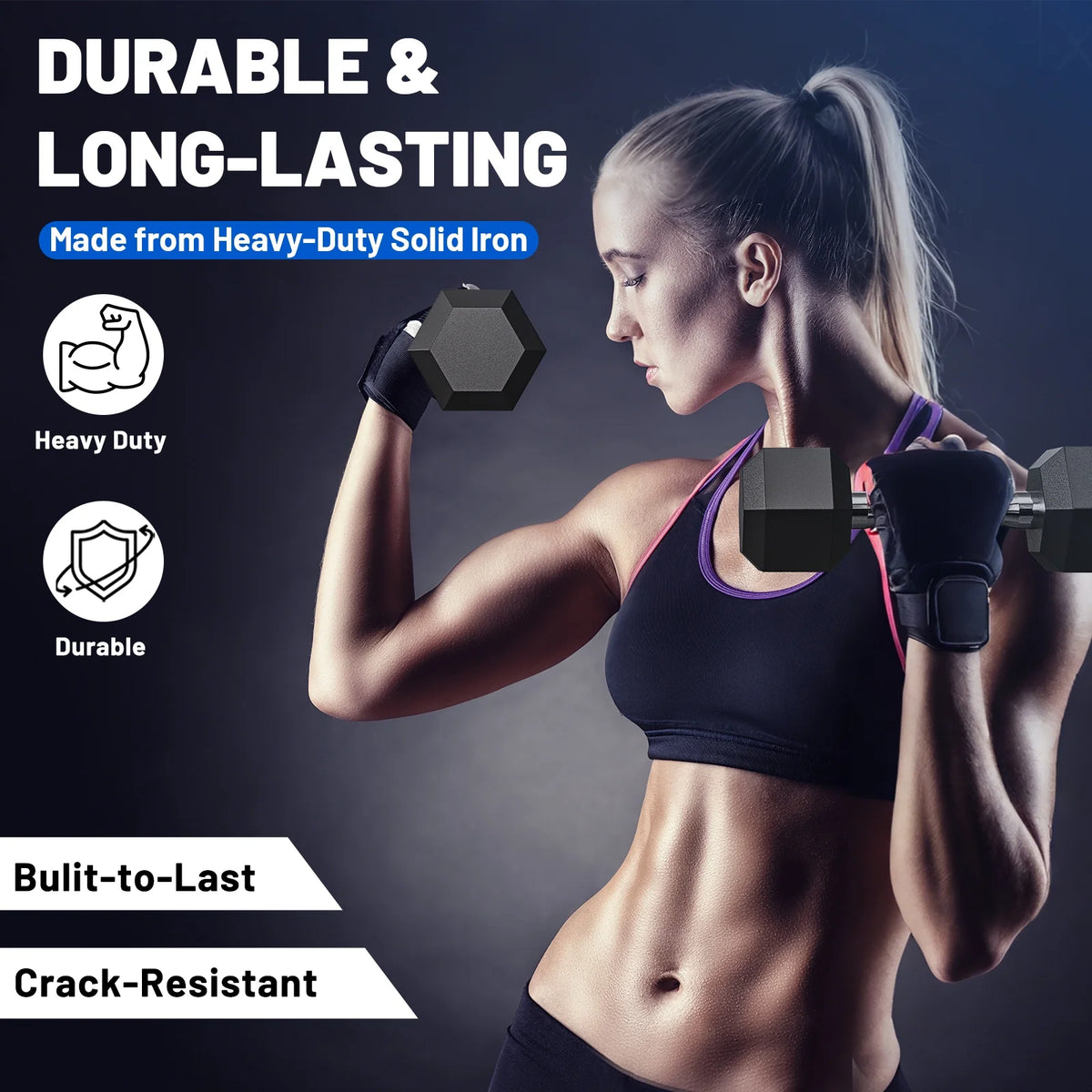 150 lb Dumbbell Set with Rack, Rubber Encased Hex Free Weights for Home Gym Strength Training