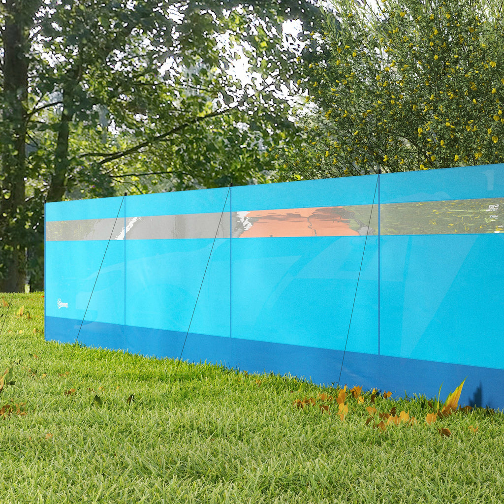 Outsunny Windschutz mit Sichtfenster und Tragetasche, Stahlstangen, 725x140cm, Blau