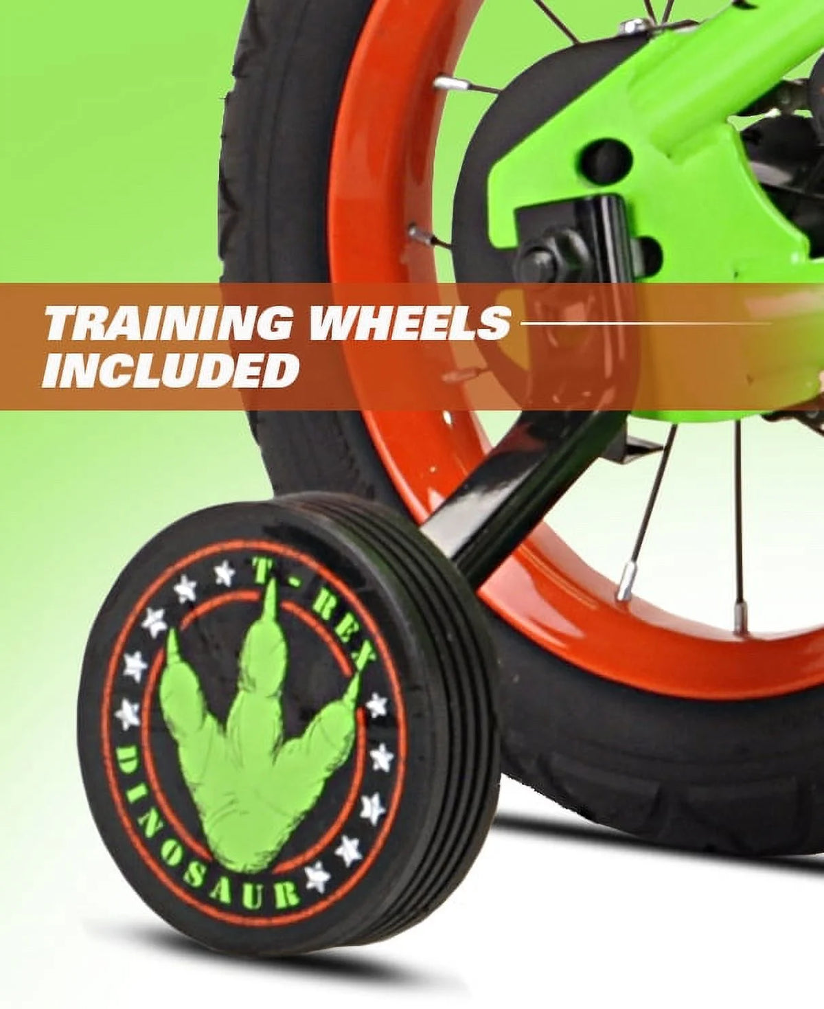 12" Kent Dino Power Training Wheel Bicycle, Fits Rider 2' - 3'2", Green, Toddler/Child, Unisex
