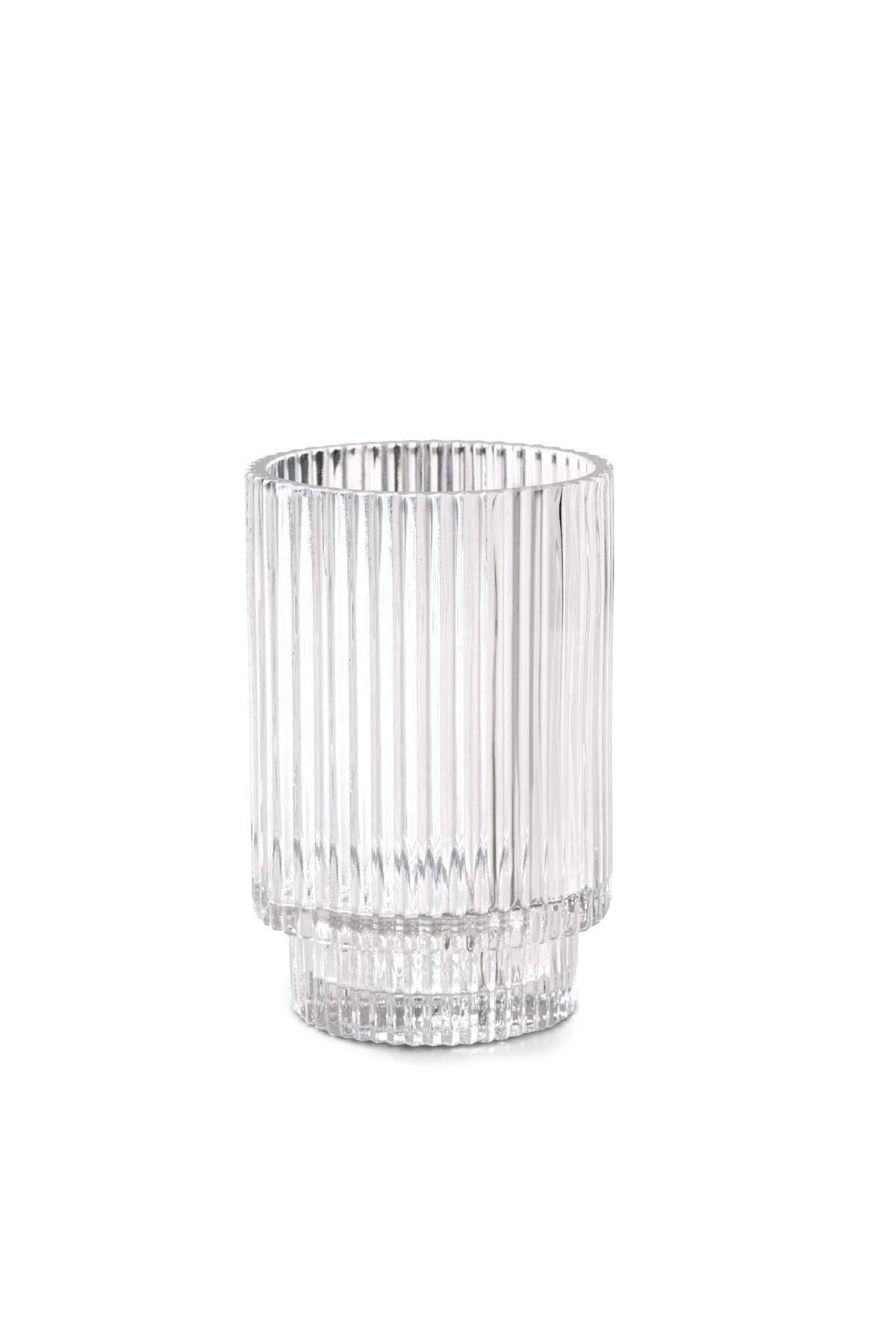 Serene Spaces Living Clear Ribbed Glass Votive Holder, Perfect for Weddings and Home Dcor, Measures 5" Tall and 3.5" Diameter