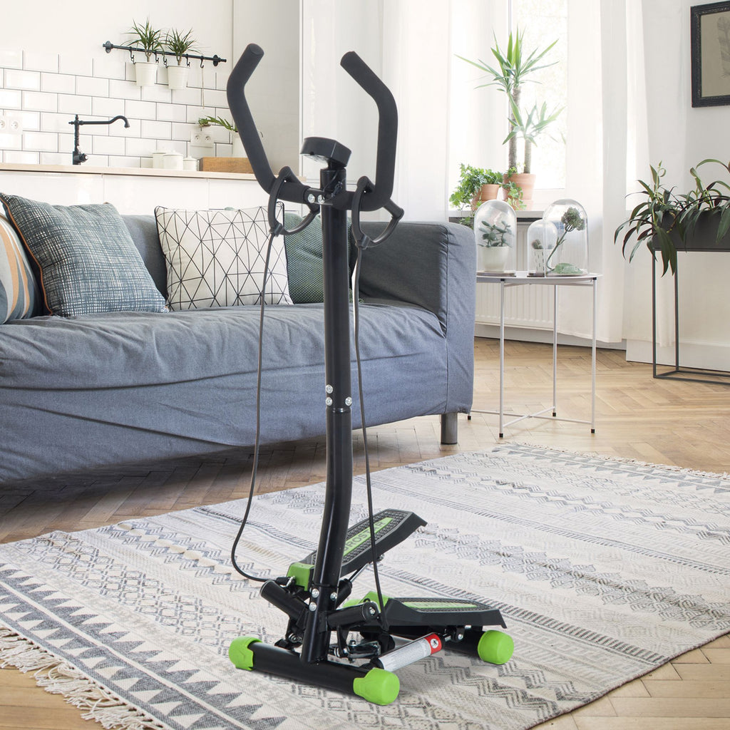 HOMCOM Stepper Sidestepper mit Haltegriff Trainingsbänder Heimtrainer LCD Display Stahl