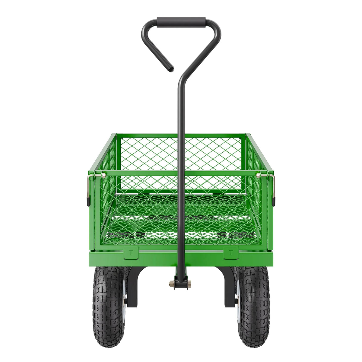 KFFKFF Mesh Steel Garden Cart 900 lb, 38 x 22 " Heavy Duty Utility Wagon Cart, Metal Garden Trolley with 10" Wheels, Removable Mesh Sides, 180swiveling Handle (Green)