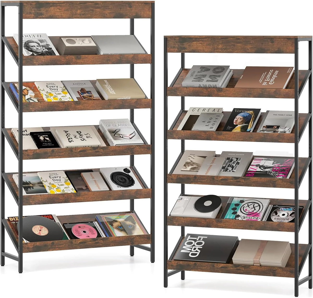 Tangkula 6-Tier Tall Freestanding Bookshelf with Angled Shelves for Home Office