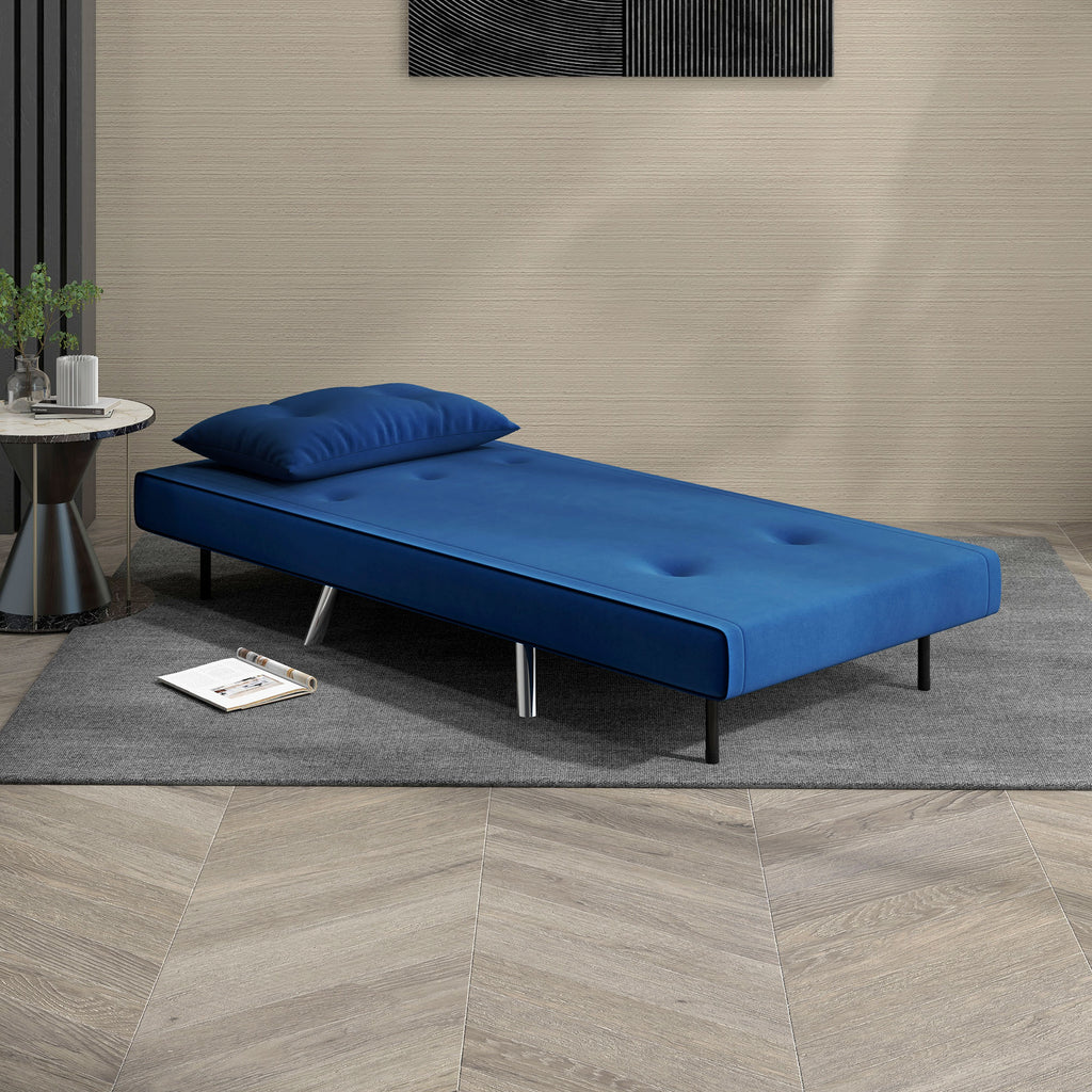 HOMCOM Liegesessel Sessel mit Liegefunktion Schlafsessel, Knopfheftung, Leinenoptik, 77 cm x 88 cm x 83 cm, Blau