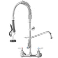 VEVOR Commercial Faucet Pre-Rinse with Sprayer, 8 inch Adjustable Center Wall Mount Kitchen Faucet with 12 inch Swivel Spout, 36 inch Height