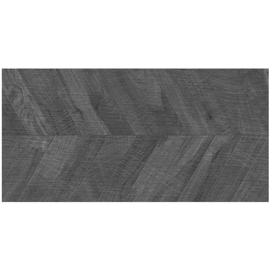 Ivy Hill Tile Montgomery Chevron Black 24 in. x 48 in. Matte Porcelain Floor and Wall Tile (15.49 Sq. ft./Case)