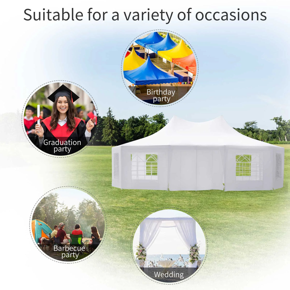 Outsunny 22.3' x 16.4' White Event Outdoor Canopies, Portable