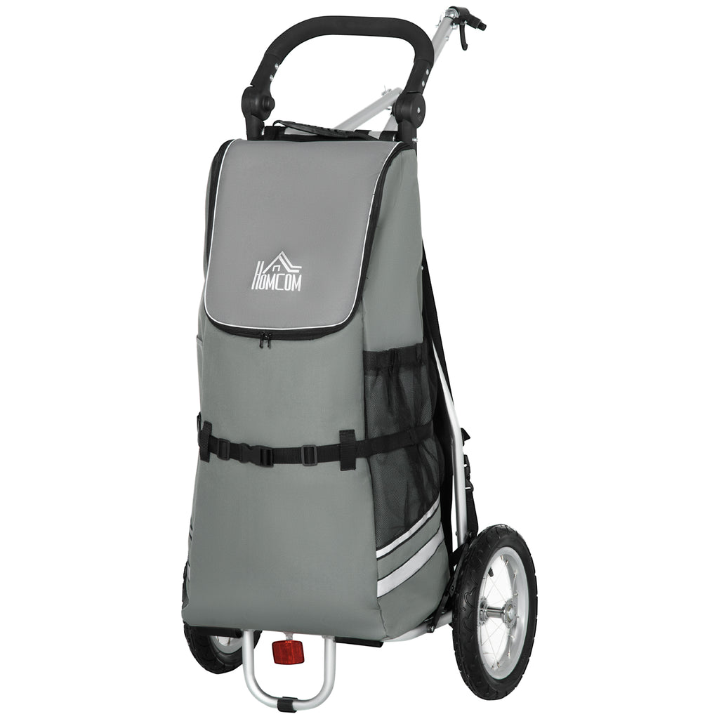 HOMCOM 3-in-1 Einkaufstrolley Einkaufswagen Fahrradanhänger Sackkarre, 53 x 43 x 110cm , Grau+Silber