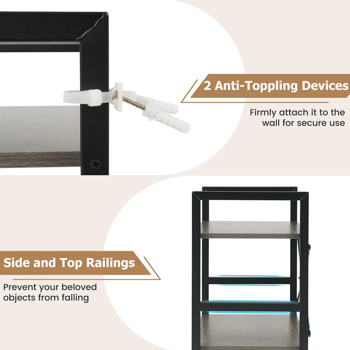 Tangkula 3-Tier Industrial Bookshelf for Home Office
