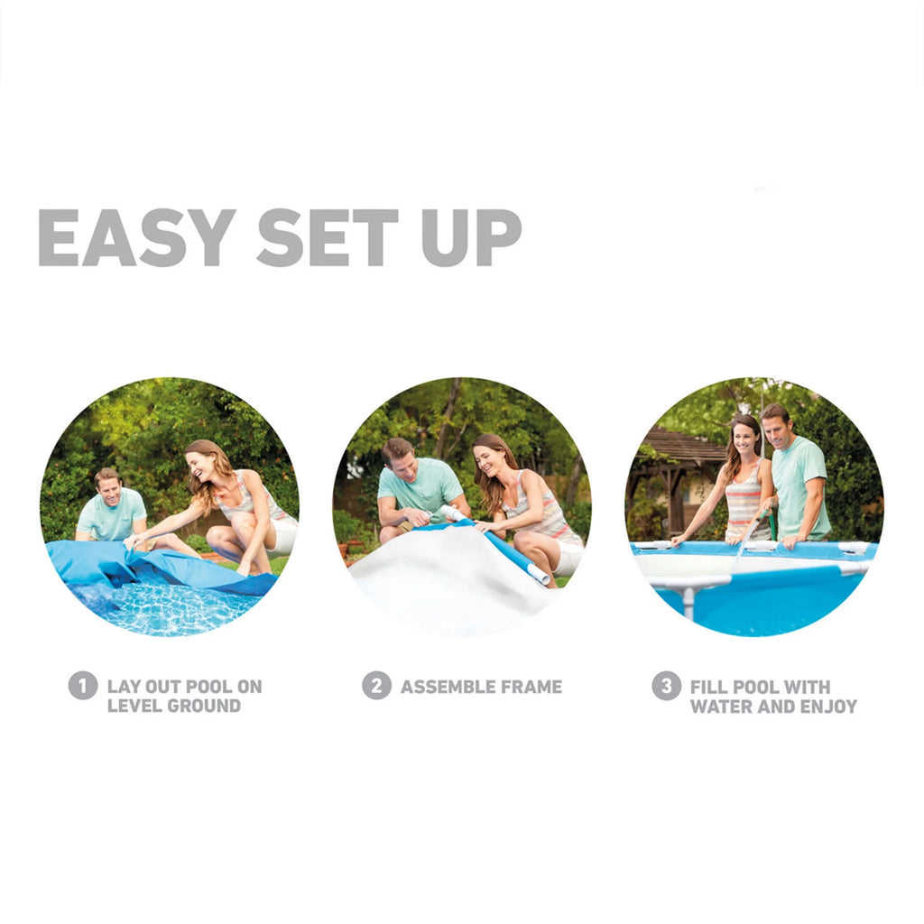 INTEX Round Metal Frame 8ft x 20in Above Ground Swimming Pool Set, Blue